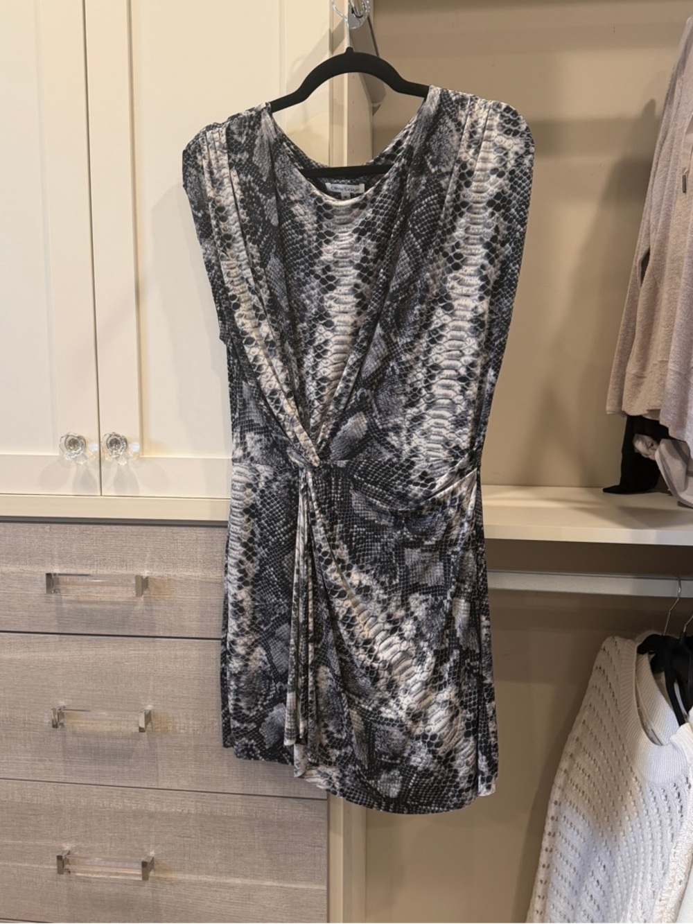 Olivia Graye Snake-Print Twist-Front Top - Black & White